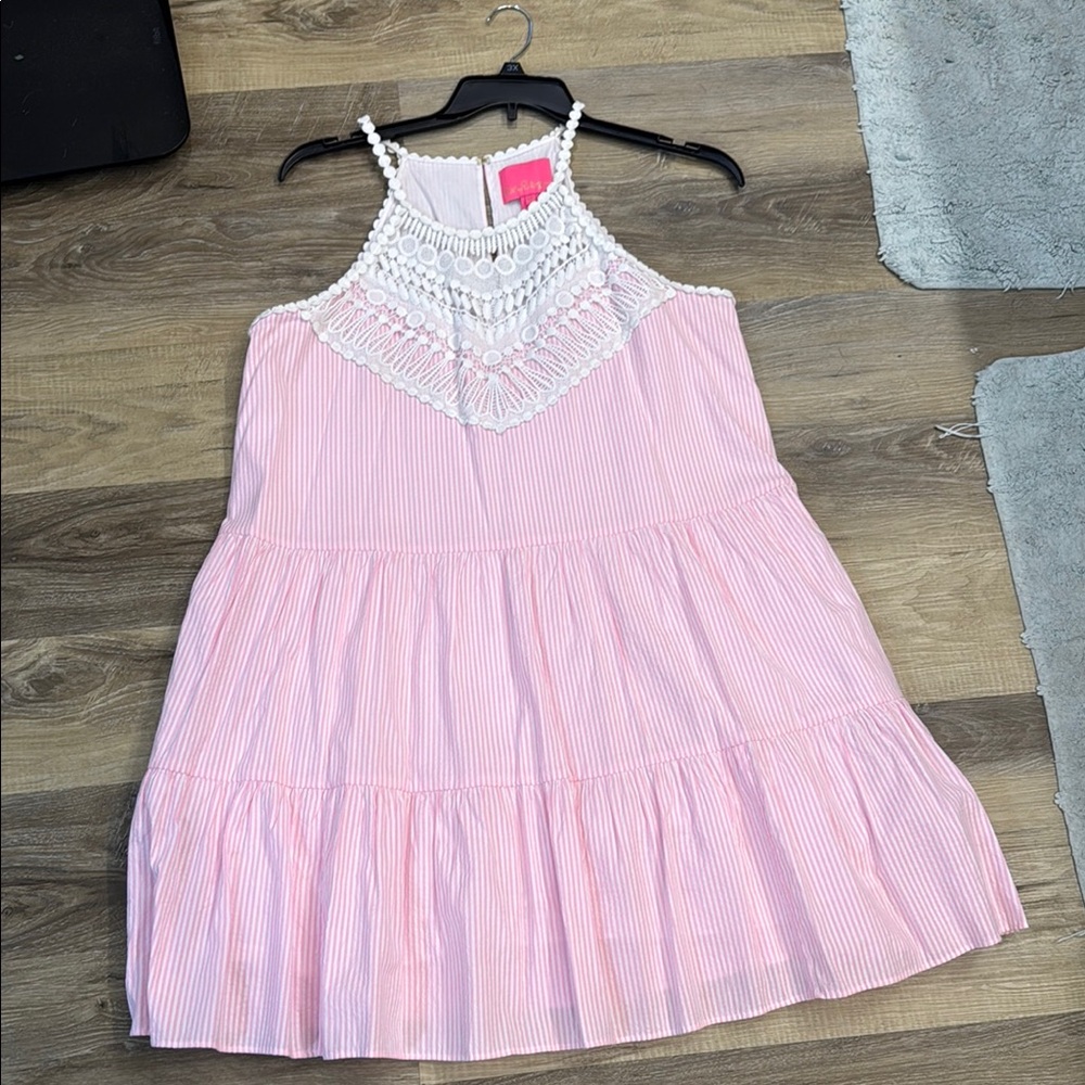 Lilly Pulitzer Pink and White Striped Halter Dress